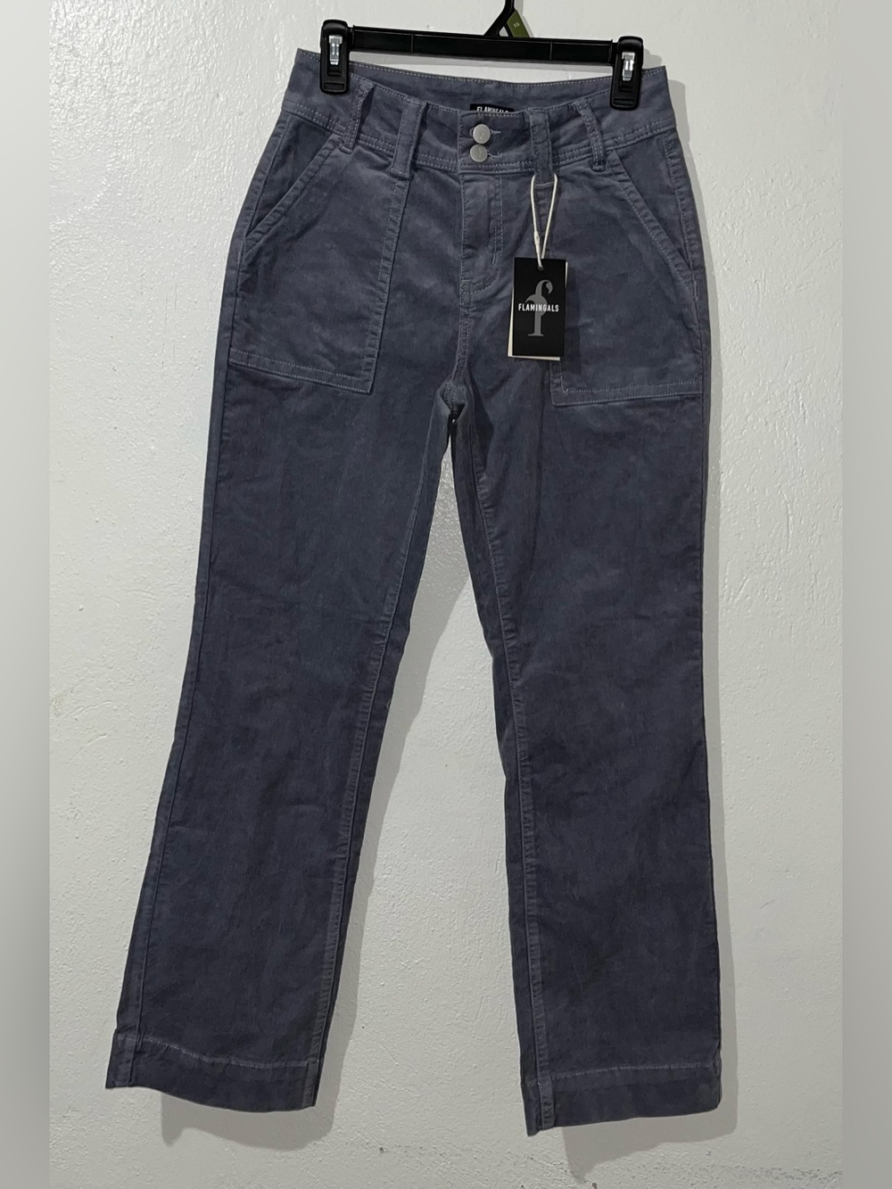 NWT Flamingals Women's Wide Leg Corduroy Pants Mid Waist Flare Straight Leg Sz S